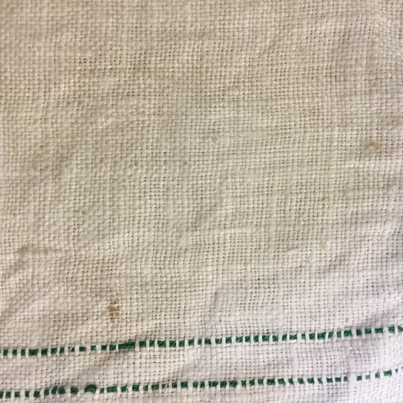 Set of 4 Vintage Frayed Edge Cloth Placemats or Napkins Stitched Cream Green - Picture 7 of 7